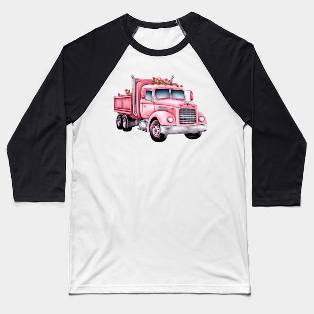 Pink Truck Baseball T-Shirt by Chromatic Fusion Studio